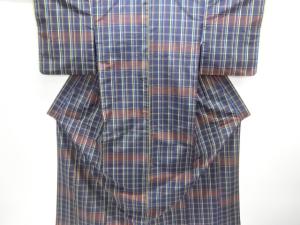 格子織り出し米沢紬着物アンサンブル